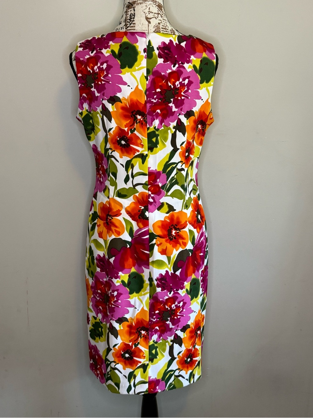 Ronni Nicole Vibrant Floral Midi Dress - Fuchsia, Orange & Green - Size 8 - Picture 5 of 6